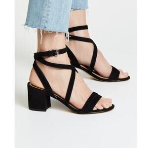 [Sam Edelman] Black Suede Sammy Block Heel Open Toe Strappy Sandals NWOT Sz 9.5